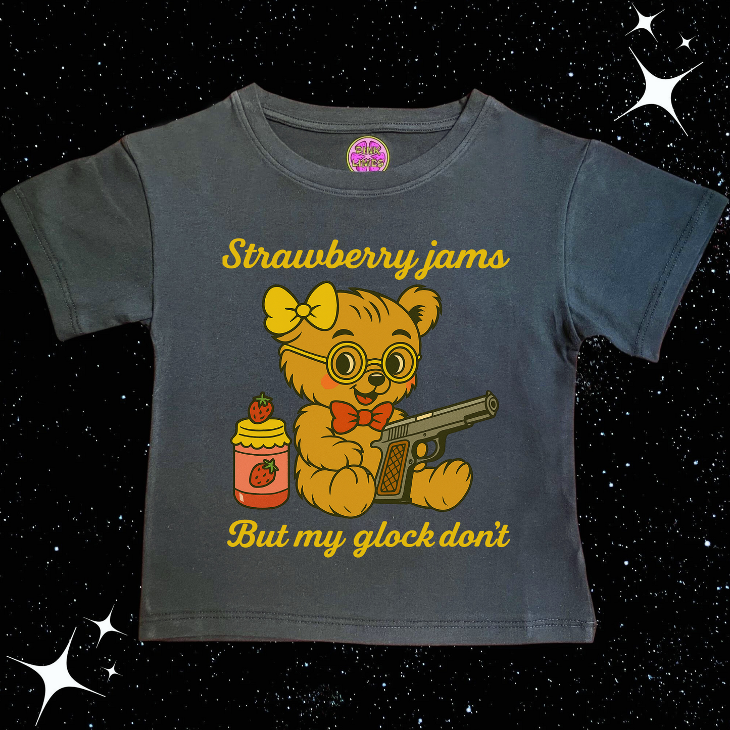 Strawberry Jams Crop Tee Black Shirts & Tops PinkLimes Trending Streetwear