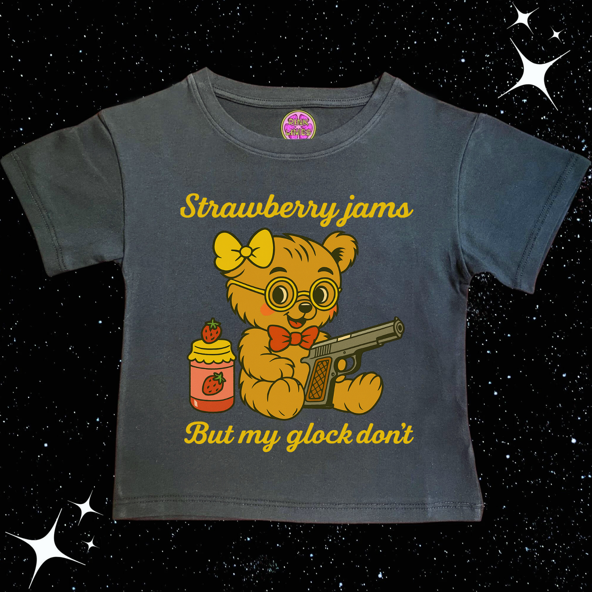 Strawberry Jams Crop Tee Black Shirts & Tops PinkLimes Trending Streetwear