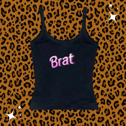 Brat Camisole Top Black Shirts & Tops PinkLimes Trending Streetwear
