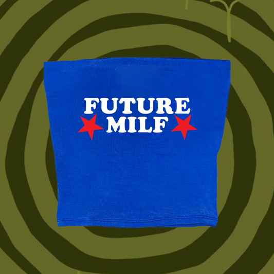 Future MILF Tube Top Light Blue Shirts & Tops PinkLimes Trending Streetwear