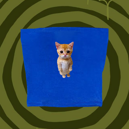 Cute Cat Tube Top Light Blue Shirts & Tops PinkLimes Trending Streetwear