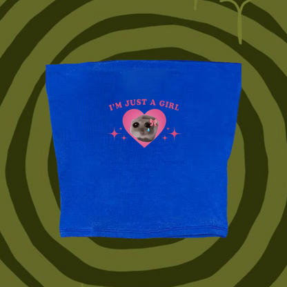 I'm Just A Girl Tube Top Light Blue Shirts & Tops PinkLimes Trending Streetwear