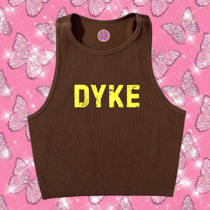 Dyke Crop Tank Top Brown Shirts & Tops PinkLimes Trending Streetwear