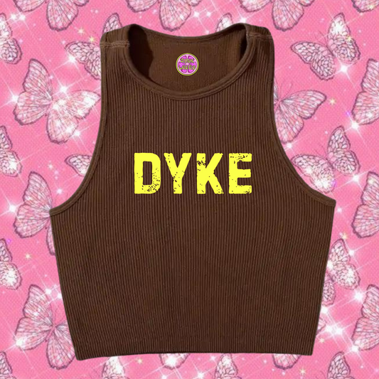 Dyke Crop Tank Top Brown Shirts & Tops PinkLimes Trending Streetwear
