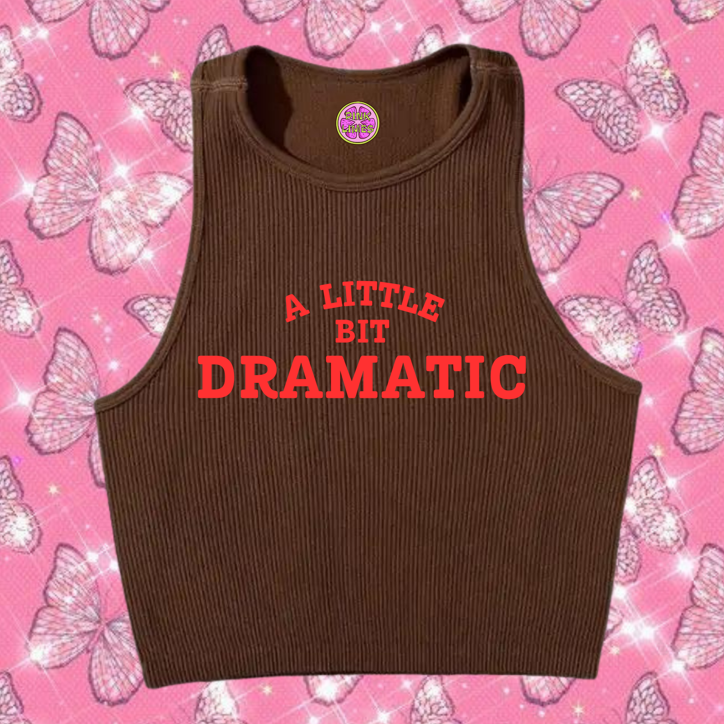 A Little Bit Dramatic Crop Tank Top Brown Shirts & Tops PinkLimes Trending Streetwear