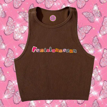 Femininomenon Crop Tank Top Brown Shirts & Tops PinkLimes Trending Streetwear