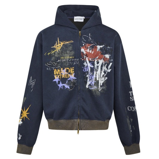 Made Extreme Zip-Up Hoodie Light Blue Shirts & Tops PinkLimes Trending Streetwear