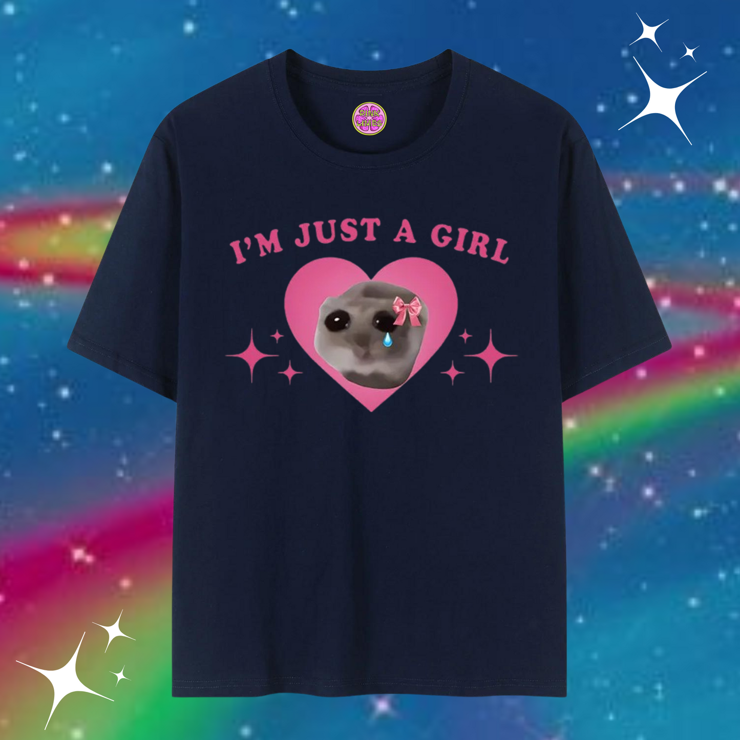 I'm Just A Girl Baggy Tee Navy Blue Shirts & Tops PinkLimes Trending Streetwear