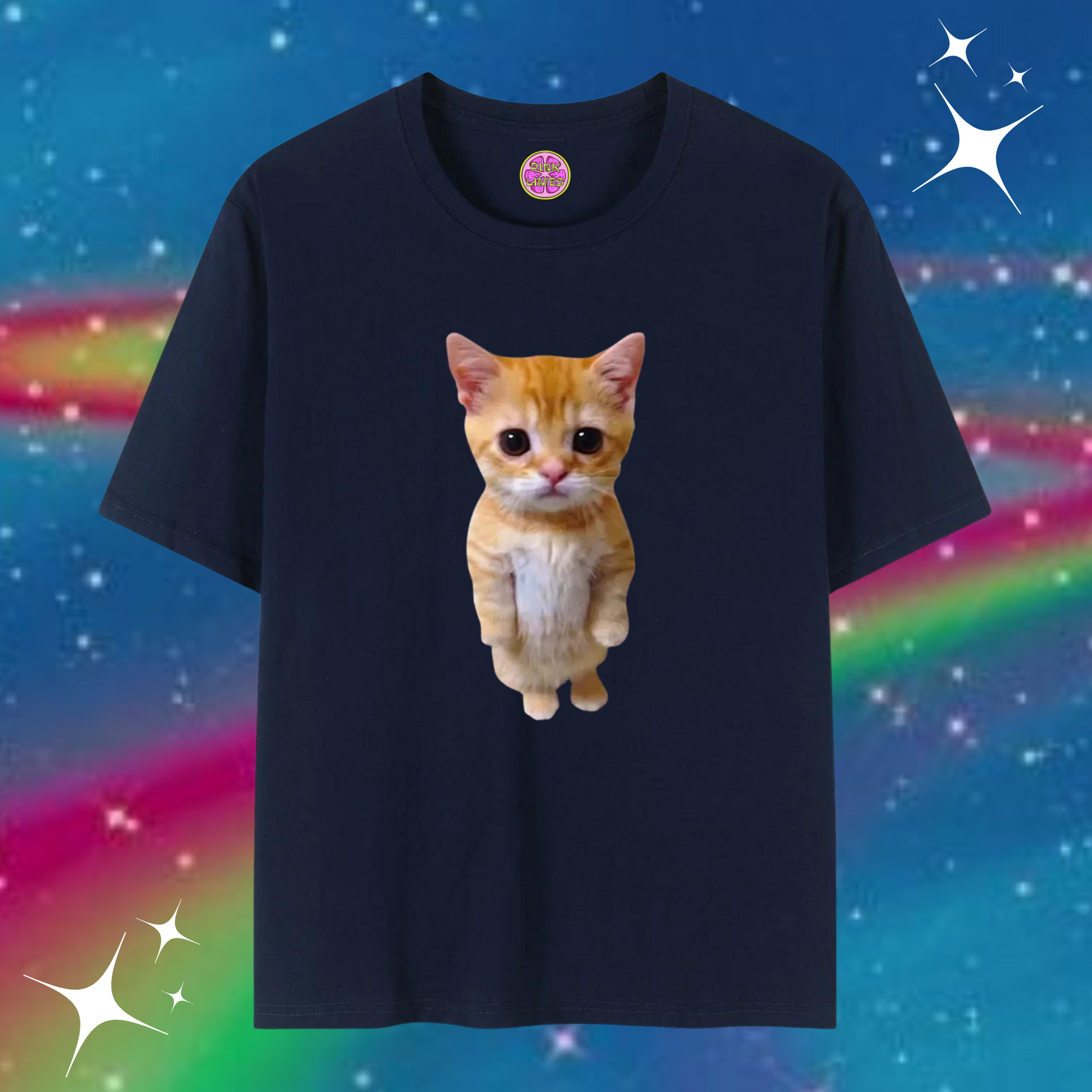 Cute Cat Baggy Tee Navy Blue Shirts & Tops PinkLimes Trending Streetwear