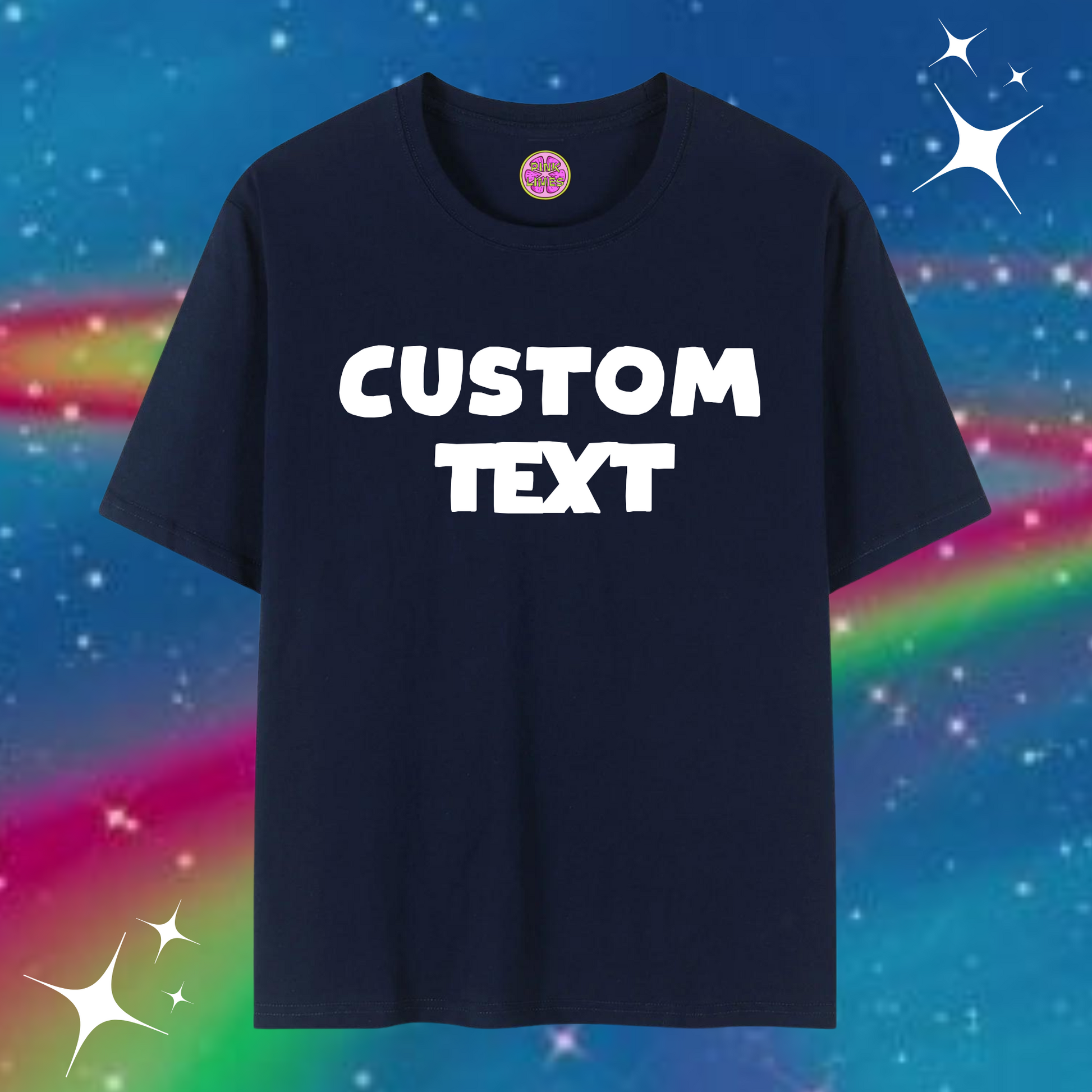 Custom Text Baggy Tee Navy Blue Shirts & Tops PinkLimes Trending Streetwear