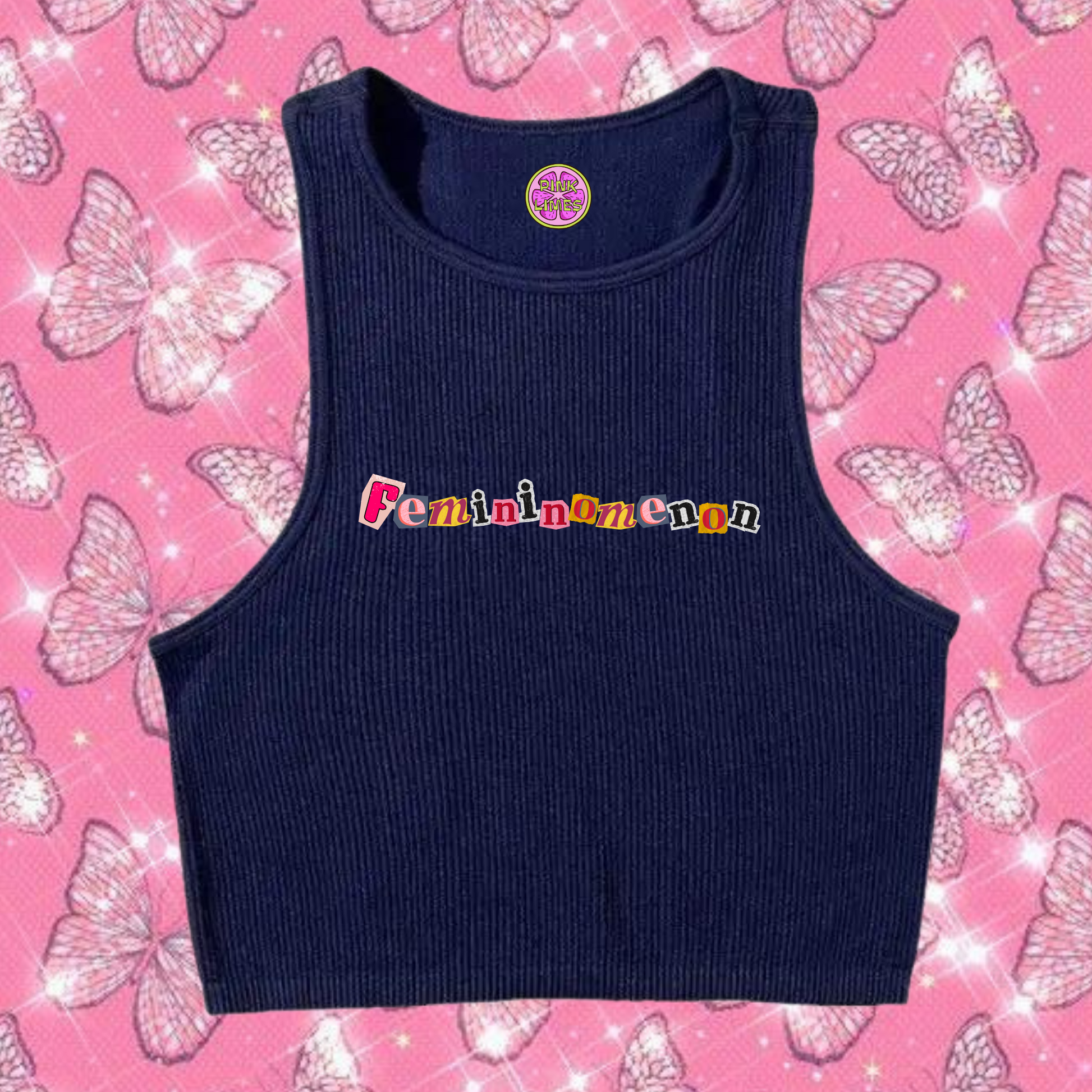 Femininomenon Crop Tank Top Navy Blue Shirts & Tops PinkLimes Trending Streetwear