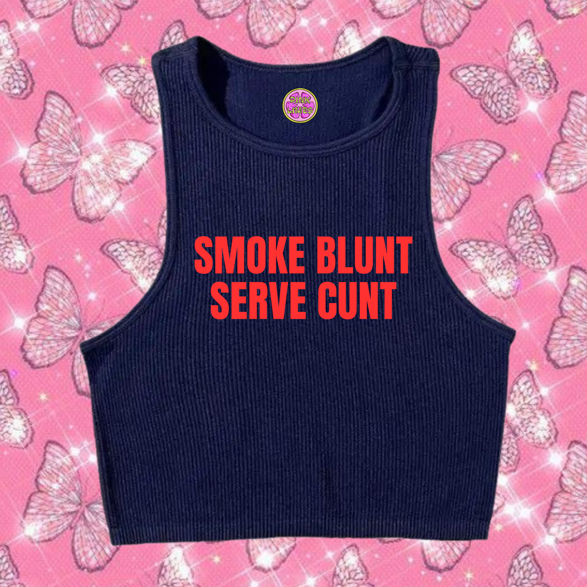 Smoke Blunt Serve C*nt Tank Top Navy Blue Shirts & Tops PinkLimes Trending Streetwear