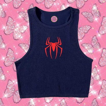 Red Spider Tank Top Navy Blue Shirts & Tops PinkLimes Trending Streetwear