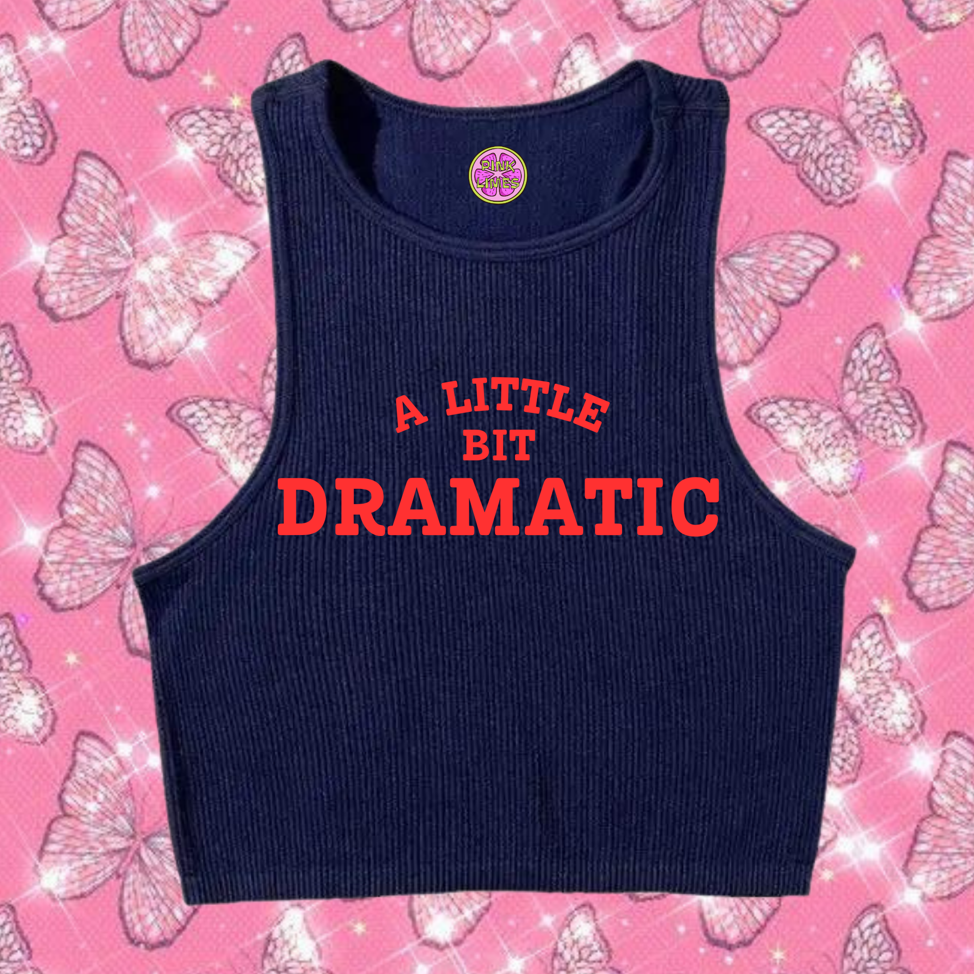 A Little Bit Dramatic Crop Tank Top Navy Blue Shirts & Tops PinkLimes Trending Streetwear
