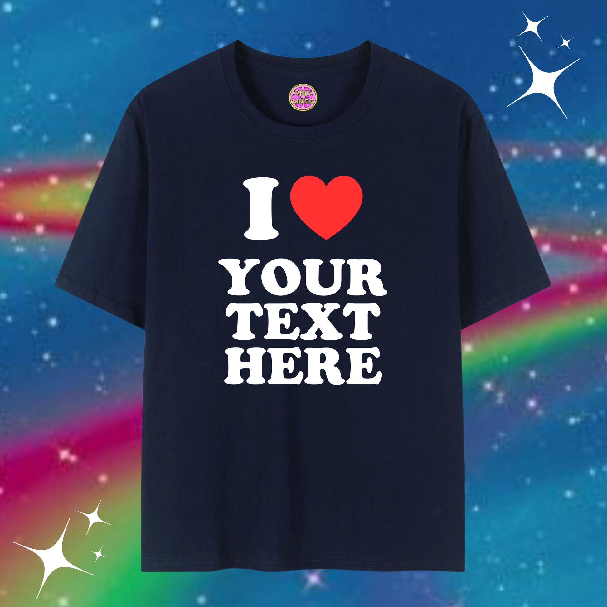 I Love Custom Baggy Tee Navy Blue Shirts & Tops PinkLimes Trending Streetwear