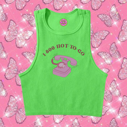 1-800 Hot To Go Crop Tank Top Green Shirts & Tops PinkLimes Trending Streetwear