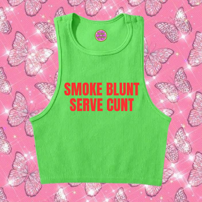 Smoke Blunt Serve C*nt Tank Top Green Shirts & Tops PinkLimes Trending Streetwear