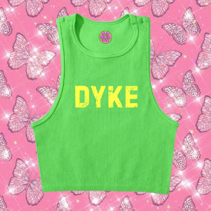 Dyke Crop Tank Top Green Shirts & Tops PinkLimes Trending Streetwear