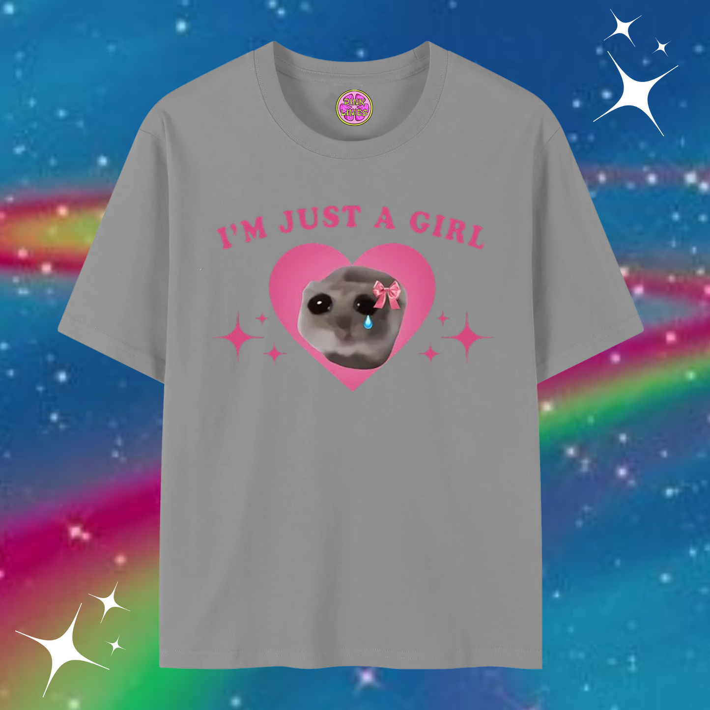 I'm Just A Girl Baggy Tee Gray Shirts & Tops PinkLimes Trending Streetwear