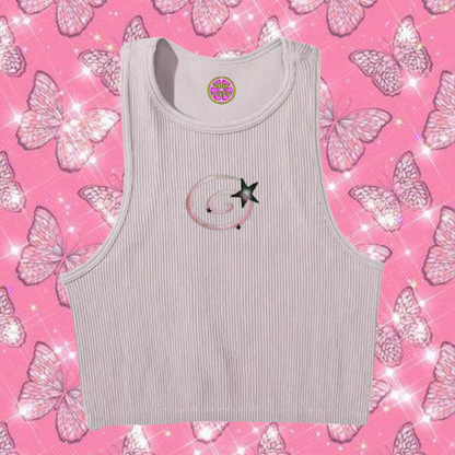 y2k Swirl Crop Tank Top Grey Shirts & Tops PinkLimes Trending Streetwear
