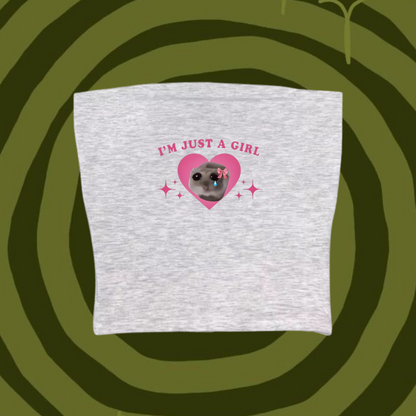 I'm Just A Girl Tube Top Gray Shirts & Tops PinkLimes Trending Streetwear