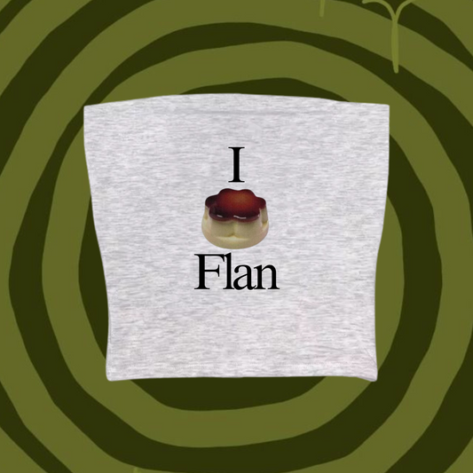 I Love Flan Tube Top Gray Shirts & Tops PinkLimes Trending Streetwear