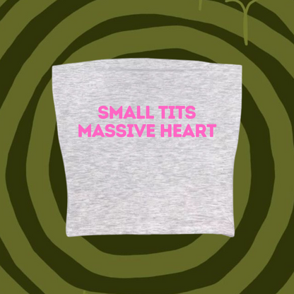 Small Tits Massive Heart Tube Top Gray Shirts & Tops PinkLimes Trending Streetwear