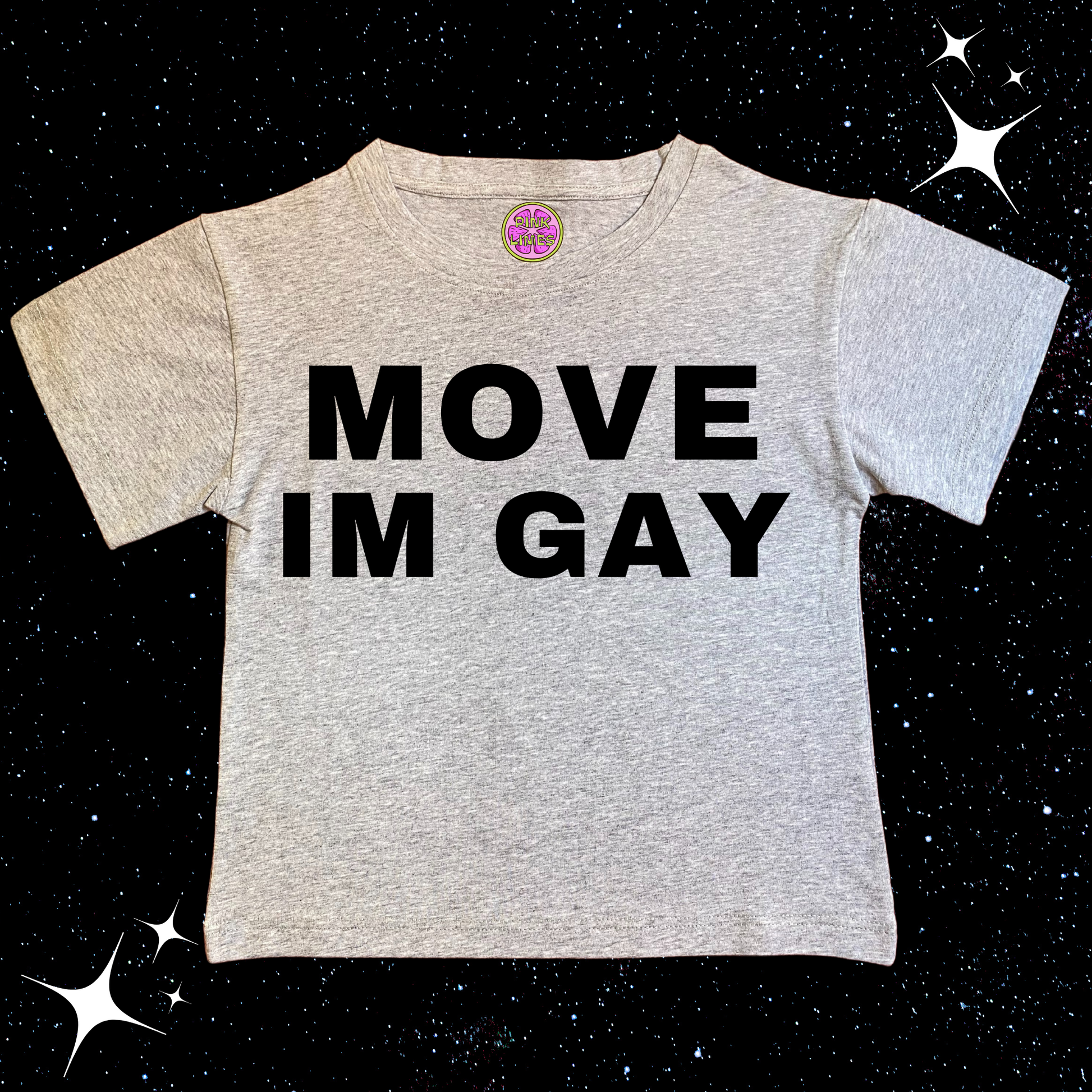 MOVE IM GAY Crop Tee Grey Shirts & Tops PinkLimes Trending Streetwear