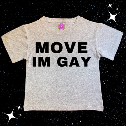 MOVE IM GAY Crop Tee Grey Shirts & Tops PinkLimes Trending Streetwear