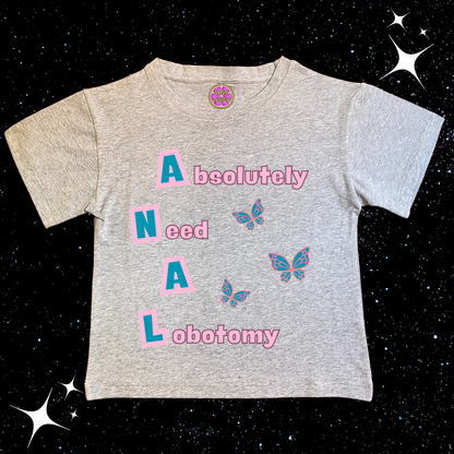 Absolutely Need A Lobotomy Crop Tee Grey Shirts & Tops PinkLimes Trending Streetwear