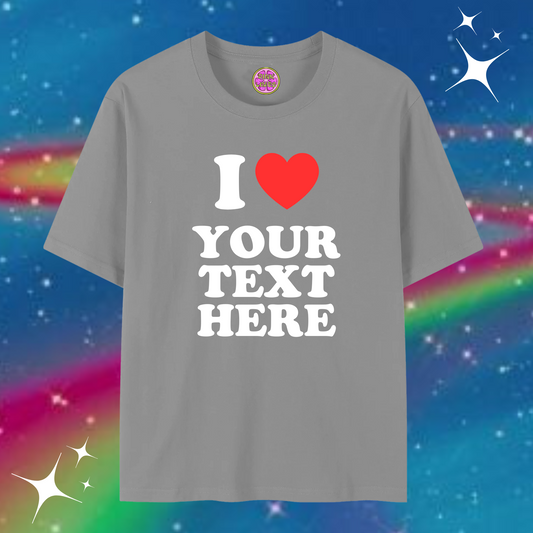 I Love Custom Baggy Tee Gray Shirts & Tops PinkLimes Trending Streetwear