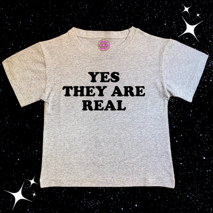 Yes They Are Real Crop Tee Grey Shirts & Tops PinkLimes Trending Streetwear