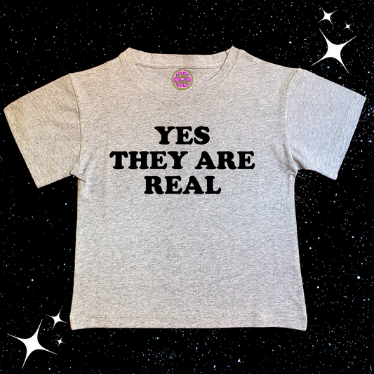 Yes They Are Real Crop Tee Grey Shirts & Tops PinkLimes Trending Streetwear
