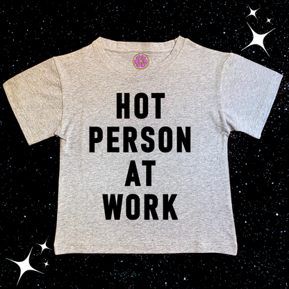 Hot Person At Work Crop Tee Grey Shirts & Tops PinkLimes Trending Streetwear