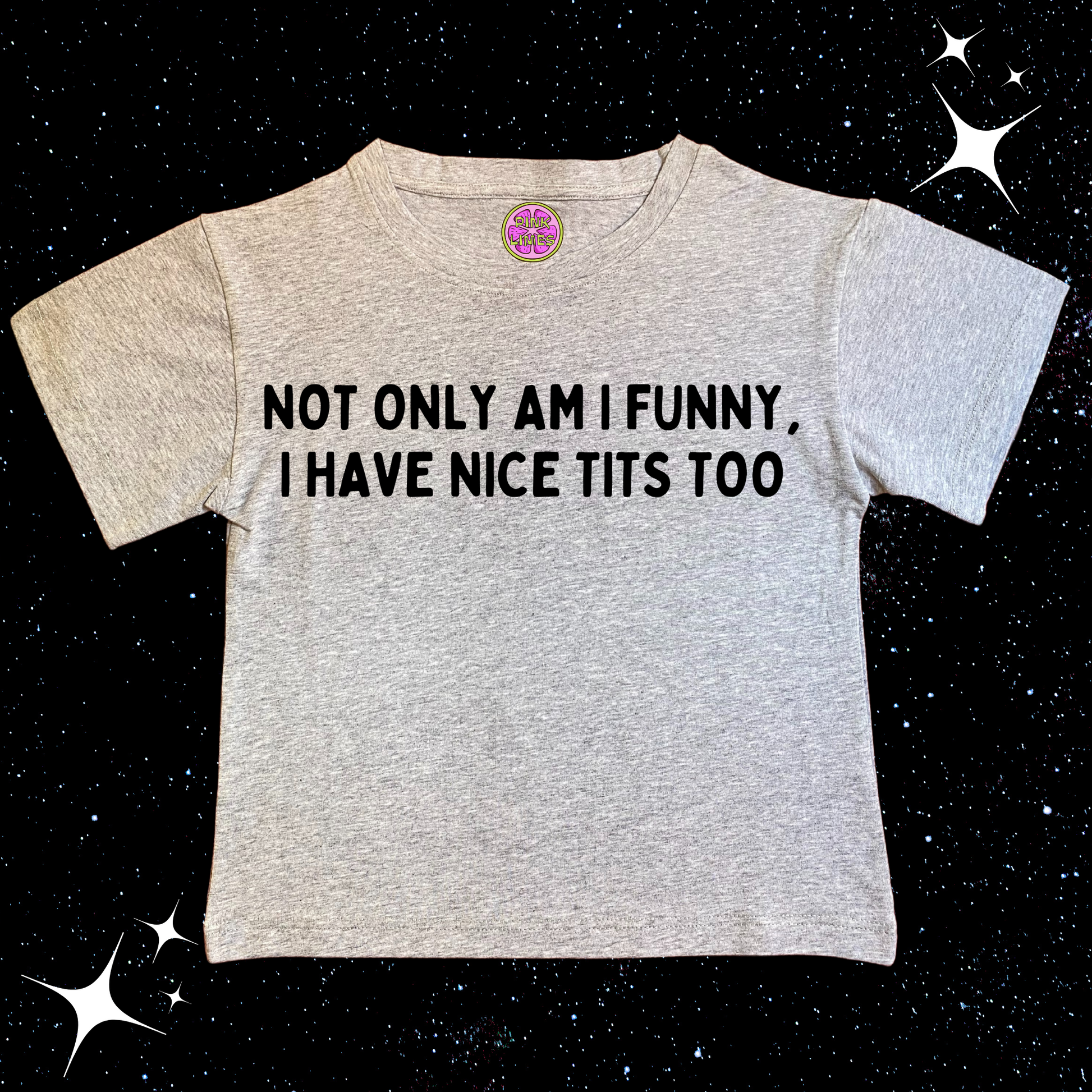 Not Only Am I Funny Nice T*ts Too Crop Tee Grey Shirts & Tops PinkLimes Trending Streetwear