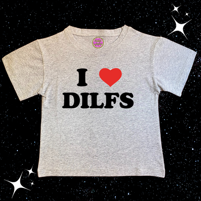 I Love DILFS Crop Tee Grey Shirts & Tops PinkLimes Trending Streetwear