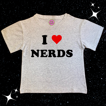 I Love Nerds Crop Tee Grey Shirts & Tops PinkLimes Trending Streetwear