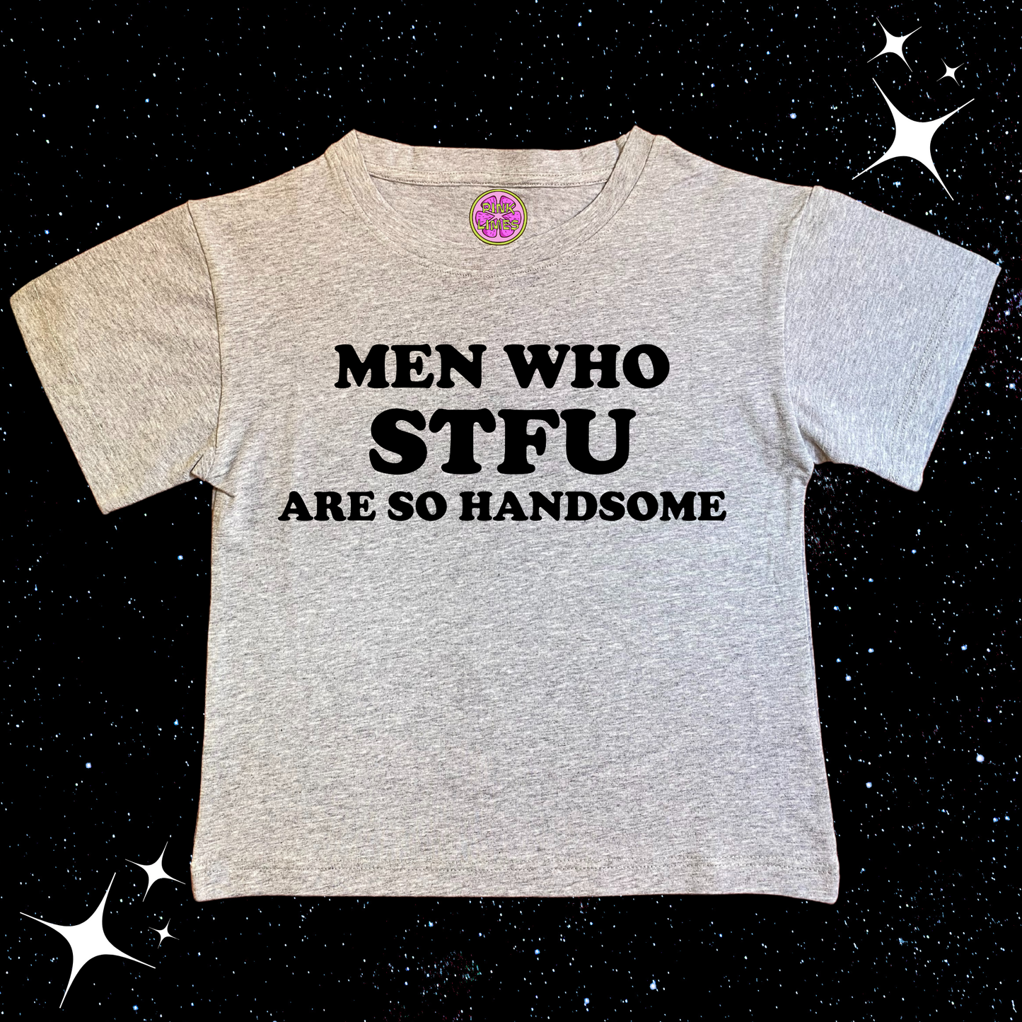 Men Who STFU Are So Handsome Crop Tee Grey Shirts & Tops PinkLimes Trending Streetwear