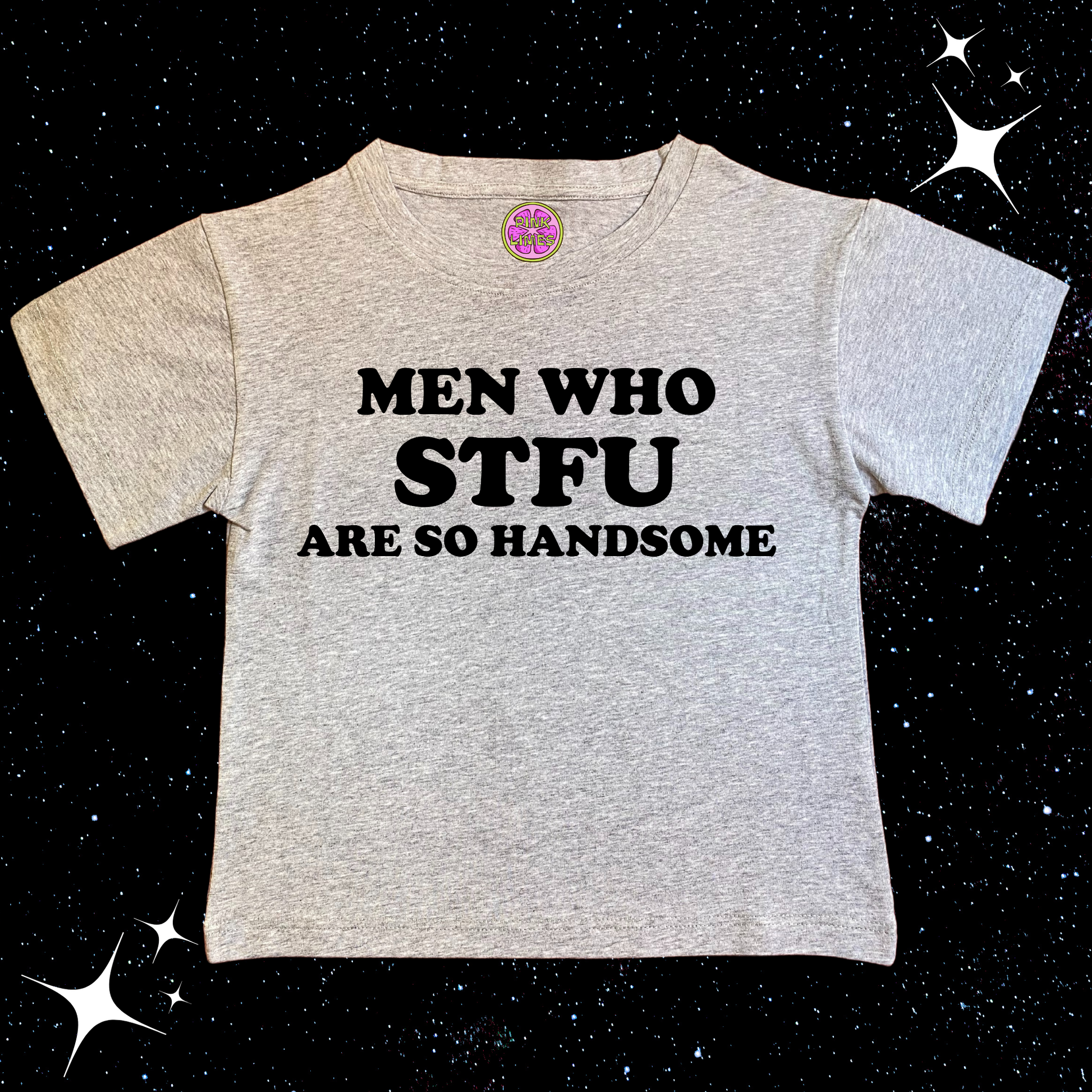 Men Who STFU Are So Handsome Crop Tee Grey Shirts & Tops PinkLimes Trending Streetwear