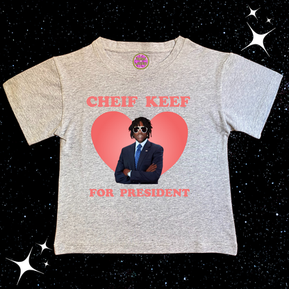 Chief Keef For President Crop Tee Grey Shirts & Tops PinkLimes Trending Streetwear