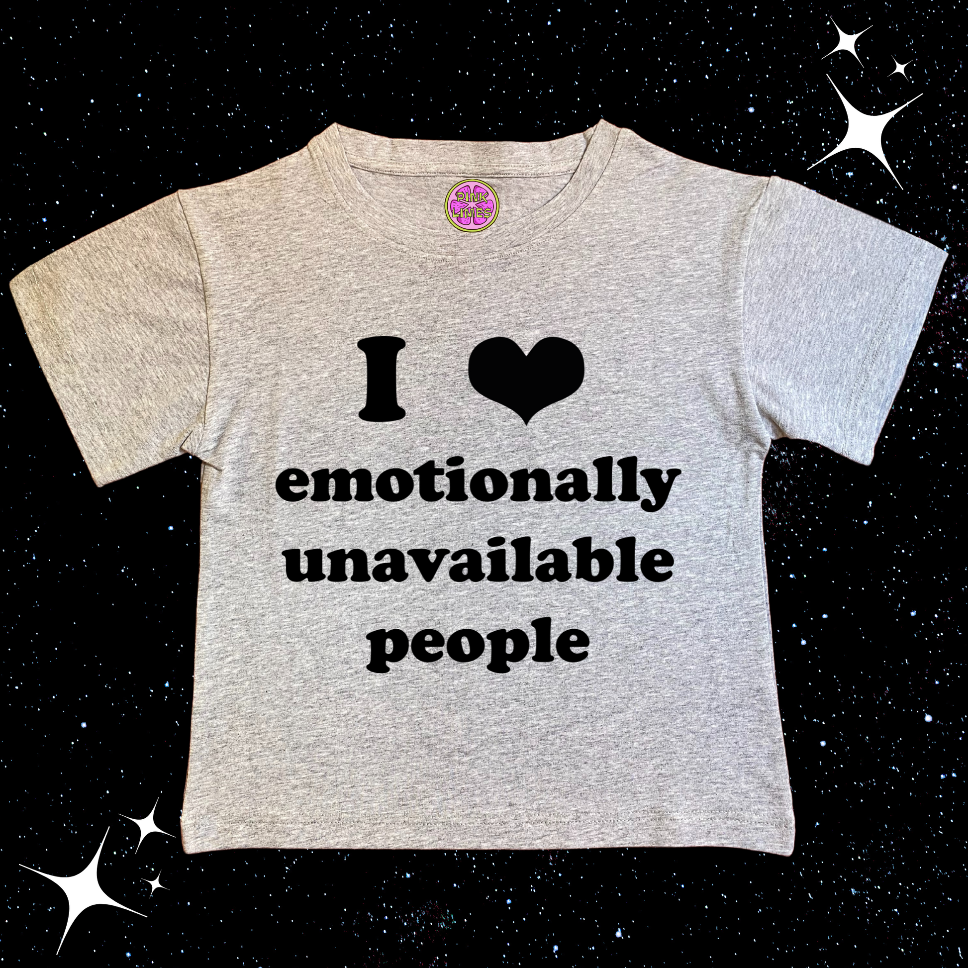 I Love Emotionally Unavailable People Crop Tee Grey Shirts & Tops PinkLimes Trending Streetwear