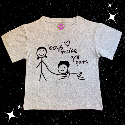 Boys Make Gr8 Pets Crop Tee Grey Shirts & Tops PinkLimes Trending Streetwear