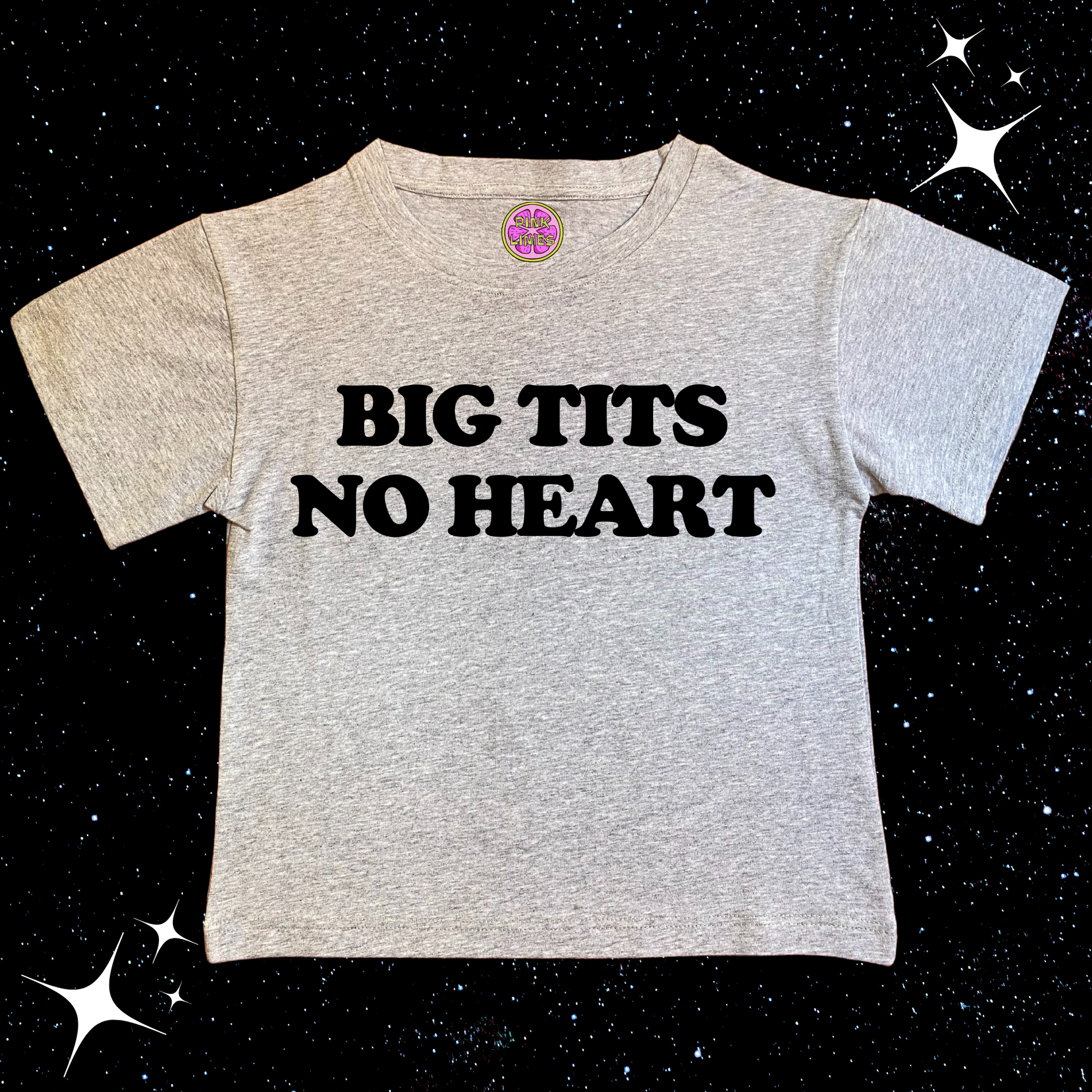 Big T*ts No Heart Crop Tee Grey Shirts & Tops PinkLimes Trending Streetwear