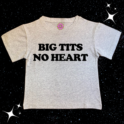 Big T*ts No Heart Crop Tee Grey Shirts & Tops PinkLimes Trending Streetwear