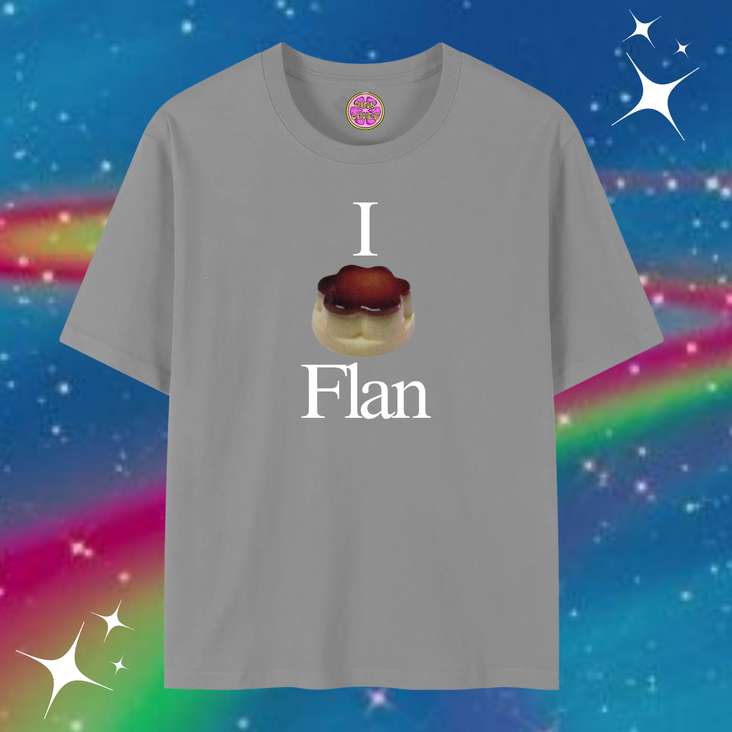 I Love Flan Baggy Tee Gray Shirts & Tops PinkLimes Trending Streetwear