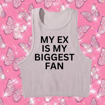 My Ex Is My Biggest Fan Crop Tank Top Grey Shirts & Tops PinkLimes Trending Streetwear