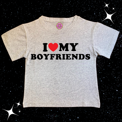 I Love My Boyfriends Crop Tee Grey Shirts & Tops PinkLimes Trending Streetwear