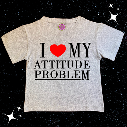 I Love My Attitude Problem Crop Tee Grey Shirts & Tops PinkLimes Trending Streetwear