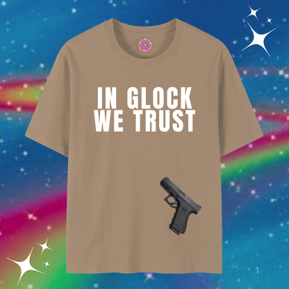 In Glock We Trust Baggy Tee Khaki Shirts & Tops PinkLimes Trending Streetwear