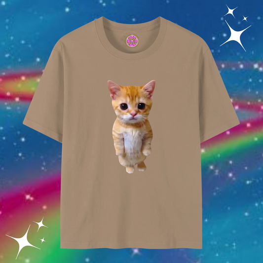 Cute Cat Baggy Tee Khaki Shirts & Tops PinkLimes Trending Streetwear